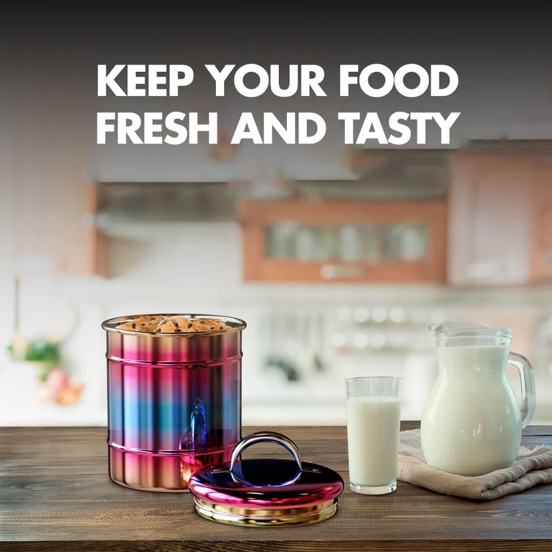 Amici Home Rainbow Metal Storage Canister | Dry Food Storage Container | Airtight Lid | 64 Ounce Capacity | Modern Home DÃ©cor | Decorative Metal Canister for Kitchen Countertop (Large) - Image 5